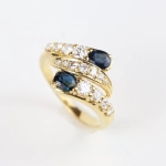 Anillo diamantes y zafiros