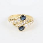 Anillo diamantes y zafiros