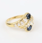 Anillo diamantes y zafiros