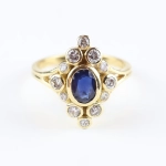 Anillo vintage diamantes y zafiro