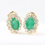 Pendientes vintage con diamantes y esmeraldas