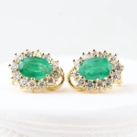 Pendientes vintage con diamantes y esmeraldas