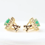 Pendientes vintage con diamantes y esmeraldas