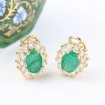 Pendientes vintage con diamantes y esmeraldas