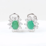Pendientes vintage con diamantes y esmeraldas