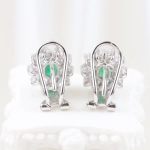 Pendientes vintage con diamantes y esmeraldas