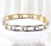 Pulsera vintage con diamantes, zafiros y perlas