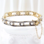 Pulsera vintage con diamantes, zafiros y perlas