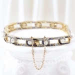 Pulsera vintage con diamantes, zafiros y perlas