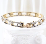 Pulsera vintage con diamantes, zafiros y perlas
