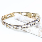 Pulsera vintage con diamantes, zafiros y perlas