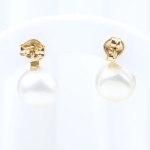 Pendientes convertibles con rubíes, diamantes y perla en oro amarillo 18K