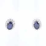 Pendientes convertibles con zafiros y diamantes en oro blanco 18K