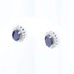 Pendientes convertibles con zafiros y diamantes en oro blanco 18K