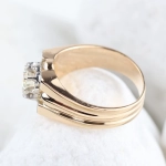 Solitario caballero oro bicolor 18K con diamante natural 0,89 ct 