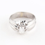 Anillo de caballero oro blanco 18K con diamante natural 0,60 ct