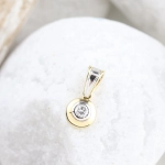 Colgante oro bicolor 18K con diamante natural 0,16 ct
