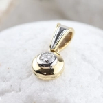 Colgante oro bicolor 18K con diamante natural 0,16 ct