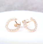 Pendientes de aro abierto con diamantes en oro rosa 18K – 0,26 ct