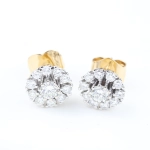 Pendientes roseta antiguos de diamantes en oro bicolor 18K – 1,22 ct