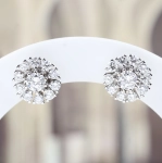 Pendientes roseta antiguos de diamantes en oro bicolor 18K – 1,22 ct