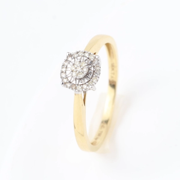 Anillo roseta de diamantes bicolor en oro 18K