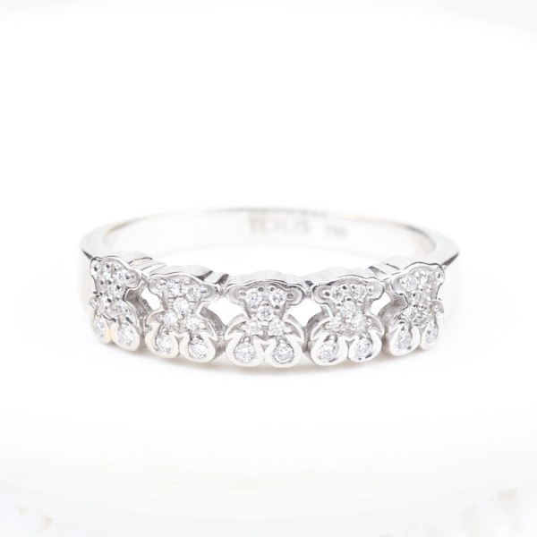 Anillo TOUS oso con diamantes en oro blanco 18K
