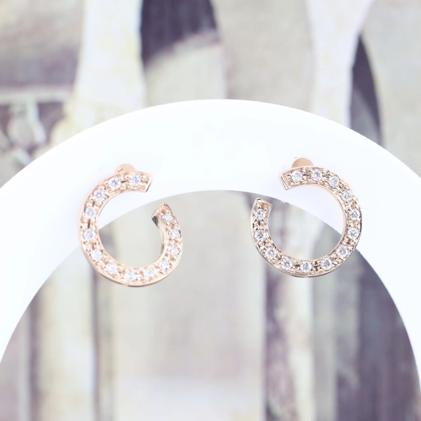 Pendientes de aro abierto con diamantes en oro rosa 18K – 0,26 ct